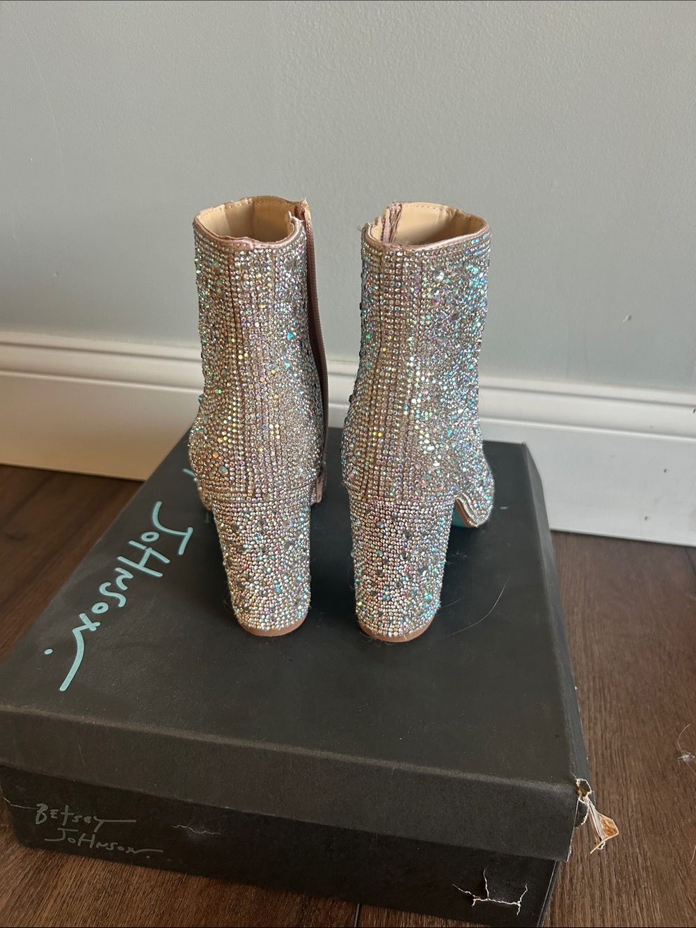 Betsey Johnson SB Cady Rhinestone Pointed Toe Ankle Booties in silver - Picture 2 of 3